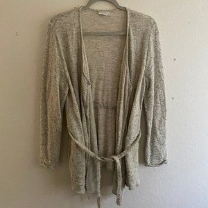 J Jill Womens Cardigan Sweater Speckled Petite Size M Pockets Long Sleeve PM